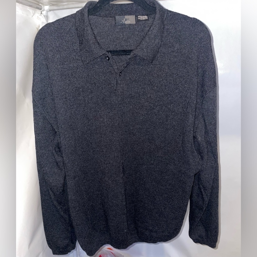 Dark Gray Long Sleeve Sweater Merino wool size X-Large